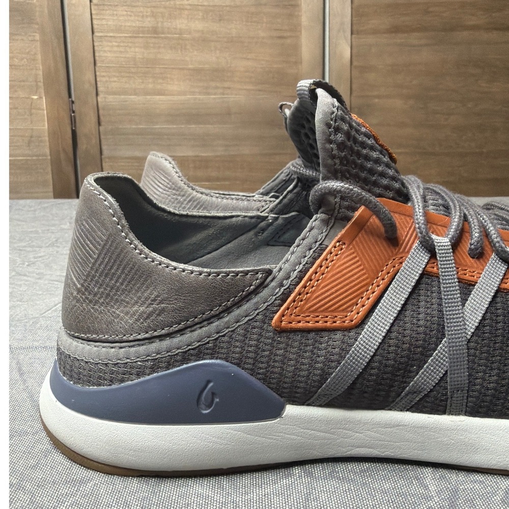 OluKai Sneakers Mens 11 Mio Li Pavement Grey Orange 10440-PVVI Drop-in Heel - Picture 4 of 8